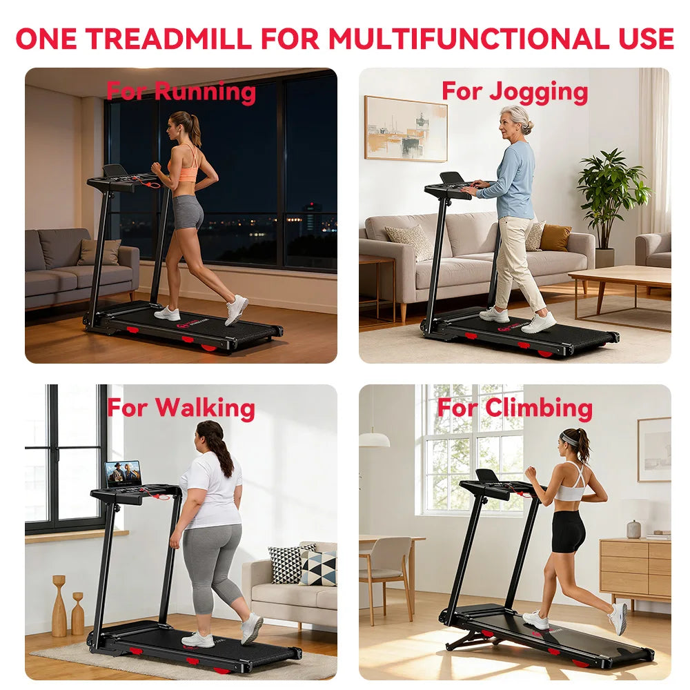 Folding Treadmill with incline Portable Treadmills Home with HandleBar,Walking Pad Foldable 3.0HP Quiet Brushless LED Dispay