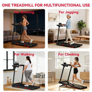 Folding Treadmill with incline Portable Treadmills Home with HandleBar,Walking Pad Foldable 3.0HP Quiet Brushless LED Dispay