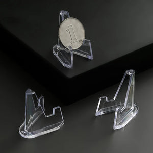 10PCS Acrylic Coin Display Stand - Transparent Mini Badge Holder
