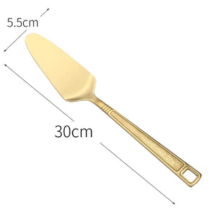 Gold Stainless Steel Kitchen Utensils Set: Spatula, Salad Spoon, Fork, Serving Tools