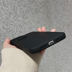 High-end Black Shockproof Silicone Phone Case For iPhone 13 12 Pro 11 Pro Max For Men Protect Lens Cover Compatible with iPhone Silicone Rubber Case Comfortable Grip