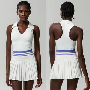 Women's Summer Two Piece Set  High Waisted Mini Skirt & Backless Sports Bra