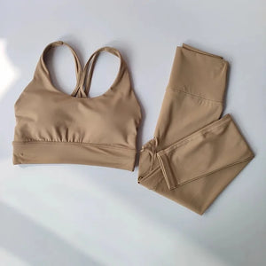 High Waisted Yoga Leggings & Crop Top
