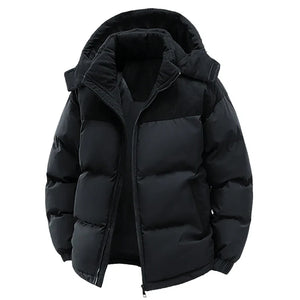 Men's Warm Puffer Jacket: Cotton Padded, Hooded Windbreaker Parka for Winter