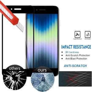 3PCS Full Cover Tempered Glass For iPhone SE  2022 2020 7 8 Plus Screen Protector Black Edge On iPhone SE3 SE2 Protective Glass Anti Fingerprint Film Screen Protector for iPhone