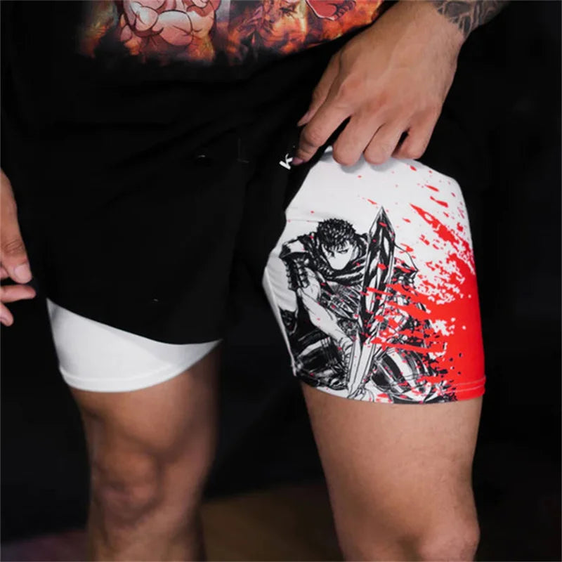 Anime Inspired 2-in-1 Running Shorts for Men