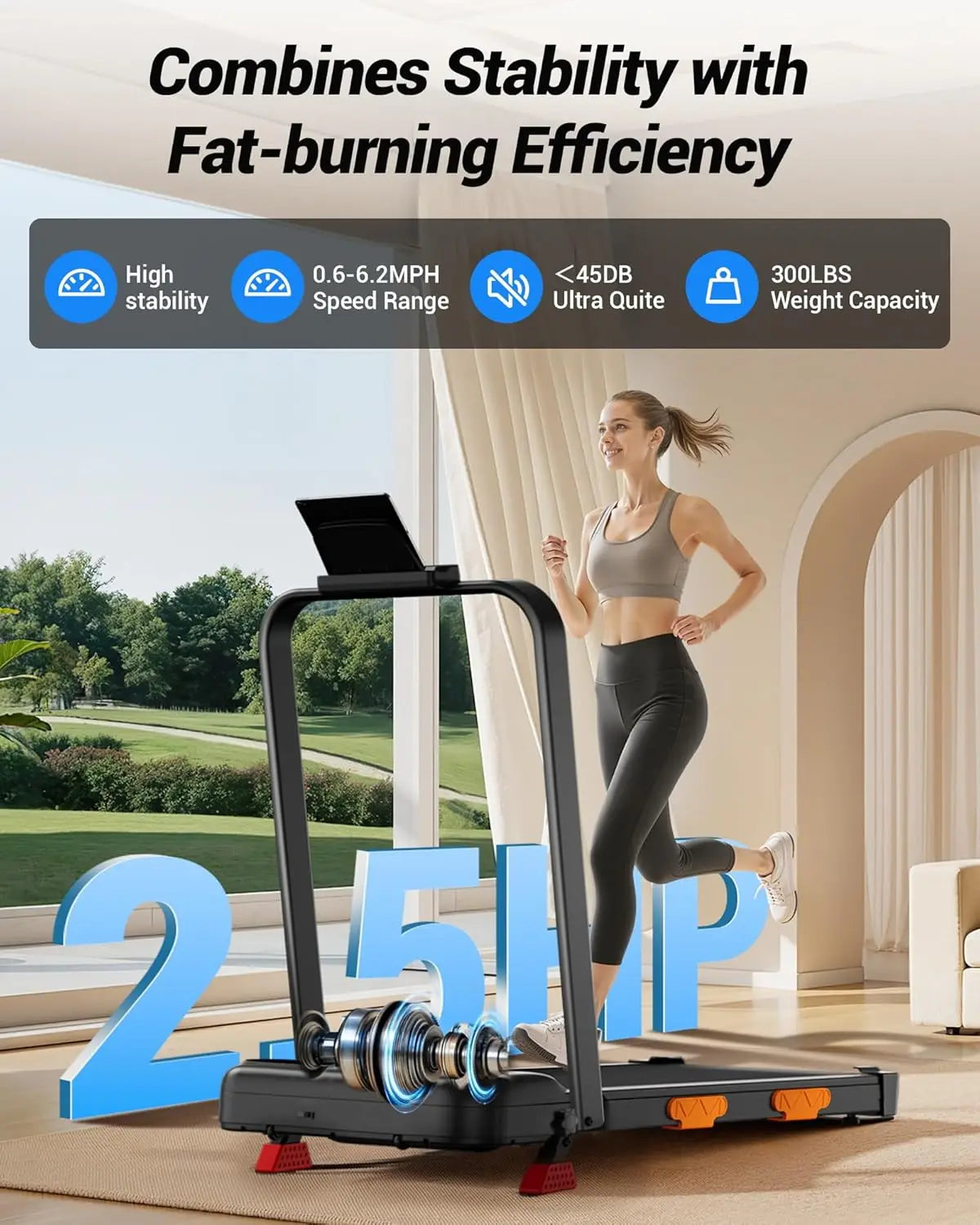 Walking Pad with 15% Incline 0.6-6.2MPH Foldable Portable Treadmill 2.5HP Compact Walking Pad for Home Small Space, Customized