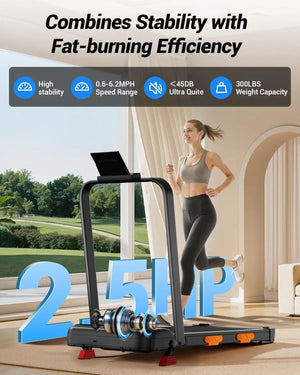 Walking Pad with 15% Incline 0.6-6.2MPH Foldable Portable Treadmill 2.5HP Compact Walking Pad for Home Small Space, Customized