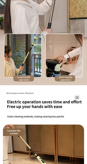 9 in 1Electric Spin Scrubber,Cordless Cleaning Brush Shower Scrubber – Adjustable Extension Handle Waterproof for Tub Tile Floor
