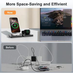 Magnetic Wireless Charger 3-in-1 Folding Fast Charging Station Foldable Travel for Magsafe  iPhone 17/16/15/14/13 Watch Airpods
