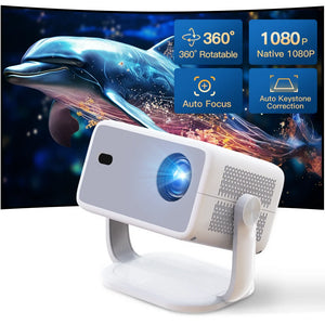 LynCast L018 Home Projector 800ANSI Native 1080P 8K Support Android 14 WiFi6 BT5.4 Portable Movie Projector with 360° Correction