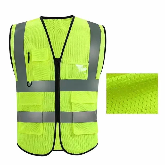 Reflective Safety Vest with Multiple Pockets