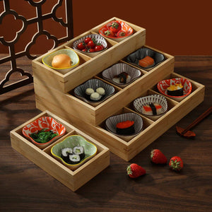Bamboo 9-Compartment Dinner Plate for Hotpot, Snacks, Dessert, Sushi