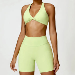 2-Piece Yoga Set Push Up Bra High Waisted Leggings