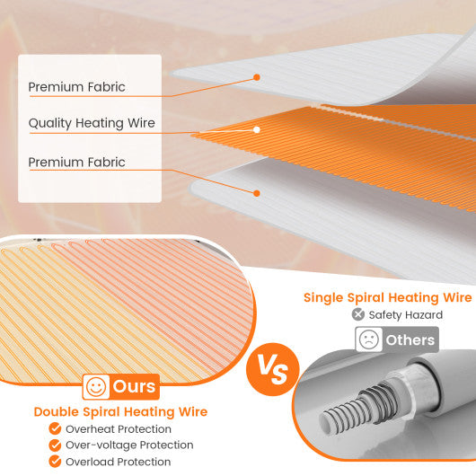 Safe Electric Heated Mattress Pad with 4 Size 8 Temperature 10-Hour Timer-Twin size
