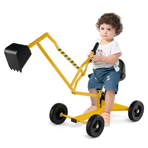 Sand Digger for Kids Sandbox Toy Digger with 2-Handed Controls and Flexible Shovel-Yellow