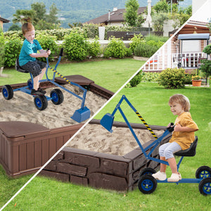 Sand Digger for Kids with 2-Handed Controls and Flexible Shovel-Blue