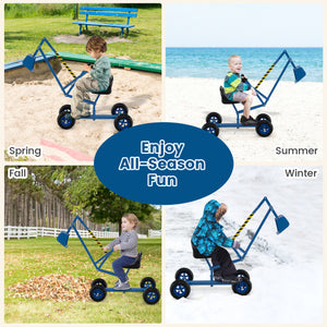 Sand Digger for Kids with 2-Handed Controls and Flexible Shovel-Blue