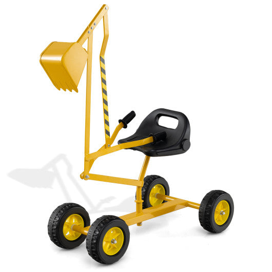 Sand Digger for Kids with 2-Handed Controls and Flexible Shovel-Yellow
