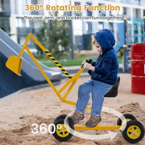 Sand Digger for Kids with 2-Handed Controls and Flexible Shovel-Yellow