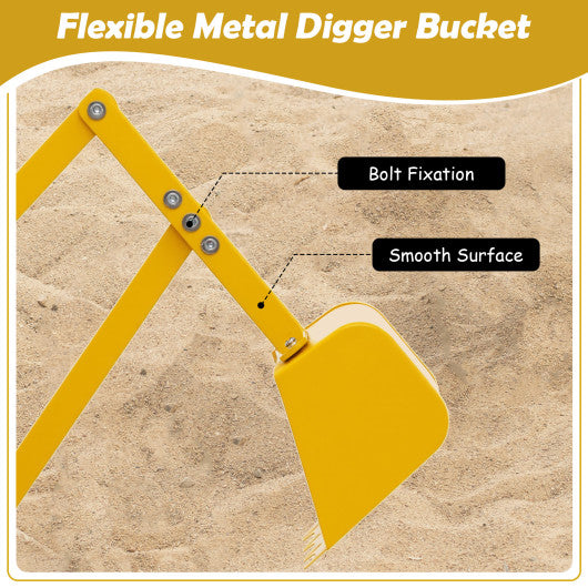Sand Digger with 2-Handed Controls and Flexible Shovel for 3+ Years Old Kids-Yellow