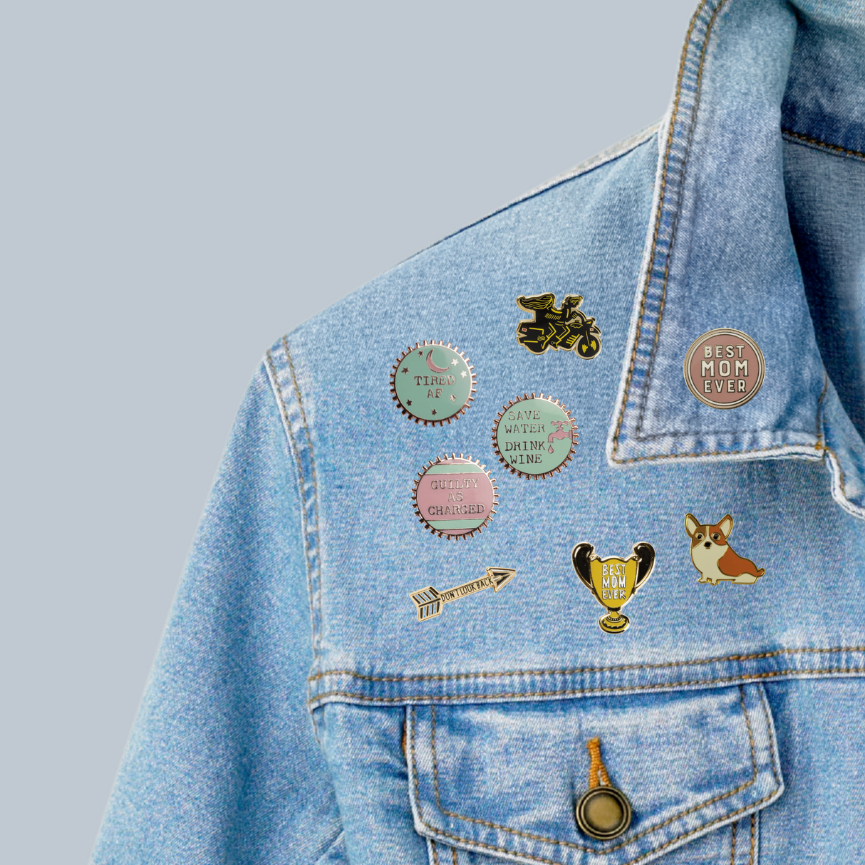 Best Mom Ever Trophy Enamel Pin and Card