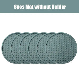Silicone Drink Coasters Set with Holder - Heat Resistant, Non-Slip, Table Protection