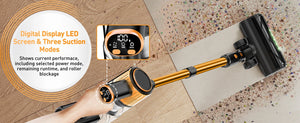 Cordless Vacuum Cleaner 8 in 1 Powerful Suction Lightweight,LED Display,45Mins Detachable Battery Vacuum for Floor/Carpet/Pet