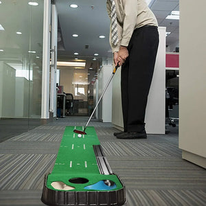 Indoor Golf Putting Mat Putter Trainer  Green Carpet Ball Return