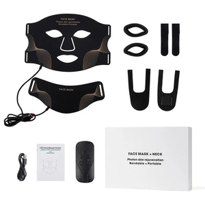 Face Neck Silicone LED Mask 7 Colors LED Light Photon Red Light Therapy Flexible Soft Mask Skin Tighten Repair Skin Facial Mask