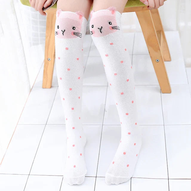 Colorful Embroidered Knee High Socks for Girls