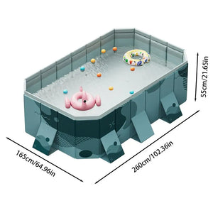 Spacious, Non-Inflatable PVC Pool: Easy Set-Up & Foldable for Family Fun