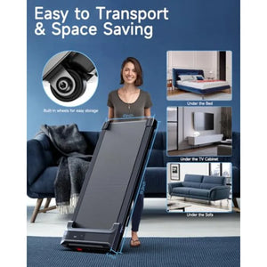 Walking Pad Treadmill for Home Office Use Portable Mini Compact Under Desk Treadmill in Black Lightweight Slim Design with Adju