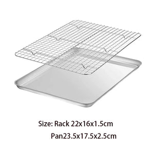 2Pcs Stainless Steel Cake Stand Cooling Rack Non-stick Baking Tray