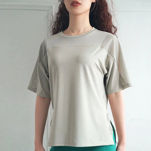 Mesh Stitching Yoga T Shirt  Breathable  Quick Dry  Loose Fit