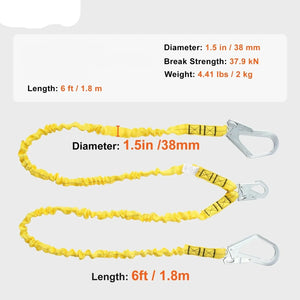 38mm Fall Protection Lanyard with Dual Snap Hooks
