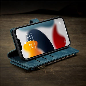 Vintage Card Holder Leather Wallet Case for iPhone 11 12 13 14 Pro Max Mini XR XS Max 8 7 6s Plus SE Storage Pocket Cover Flip Case PU Leather Protective Case With Magnetic Closure