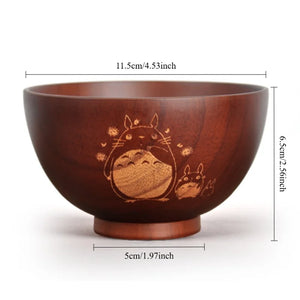 Cute Cartoon Wooden Kids Ramen Bowl Solid Wood Tableware