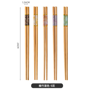 Premium Anti-Mold Anti-Slip High-Temperature Resistant Bamboo Chopsticks Set