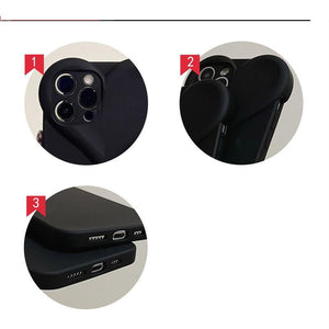 Fashion Cool Black Love Heart Phone Case For iPhone 14 13 Pro Max 12 11 XR XS Dustproof Soft Shockproof Back Cover  Luxury Soft Back Cover Raised Full Camera Protection Bumper Silicone Shockproof Phone Case