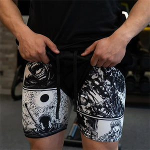 Anime Inspired 2-in-1 Running Shorts for Men