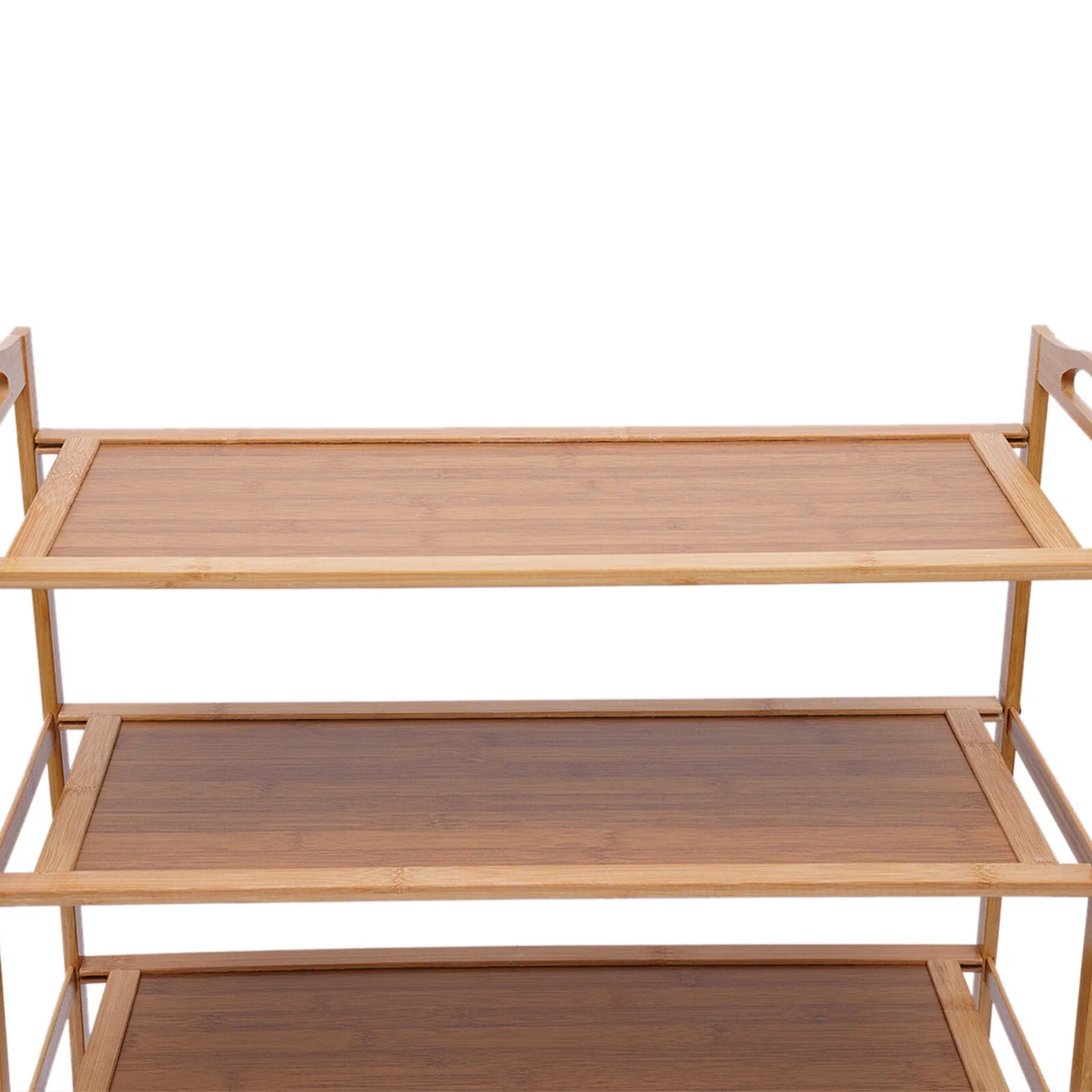4 Tier Bamboo Shoe Rack, Shoe Shelf, Eco-Friendly Shoe Organizer, Multipurpose Open Storage Shelf, Natural Bamboo Material, Large Capacity for Family Shoes, Top Handle for Easy Move, Breathable, Mold Resistant, for Entryway L