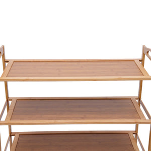 4 Tier Bamboo Shoe Rack, Shoe Shelf, Eco-Friendly Shoe Organizer, Multipurpose Open Storage Shelf, Natural Bamboo Material, Large Capacity for Family Shoes, Top Handle for Easy Move, Breathable, Mold Resistant, for Entryway L