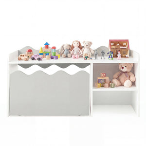 Scalloped Kids Bookshelf and Toy Storage Organizer for Playroom-Gray