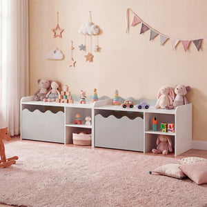 Scalloped Kids Bookshelf and Toy Storage Organizer for Playroom-Gray
