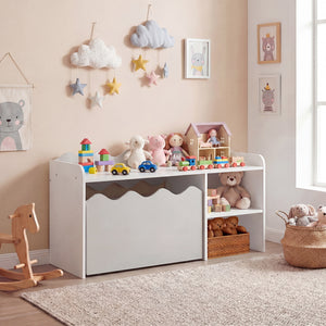 Scalloped Kids Bookshelf and Toy Storage Organizer for Playroom-Gray