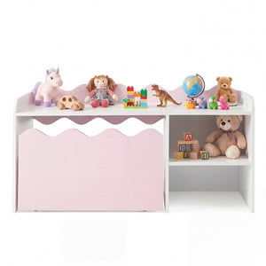Scalloped Kids Bookshelf and Toy Storage Organizer for Playroom-Pink