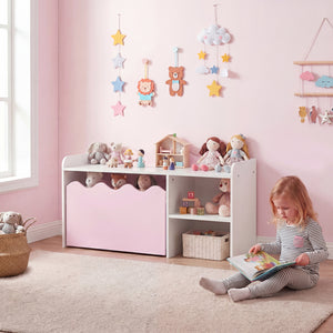 Scalloped Kids Bookshelf and Toy Storage Organizer for Playroom-Pink