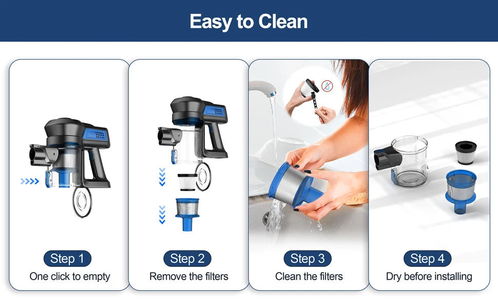 INSE N650 Cordless Vacuum Cleaner, 25Kpa Lightweight Stick Vacuum, Up to 45 Min
