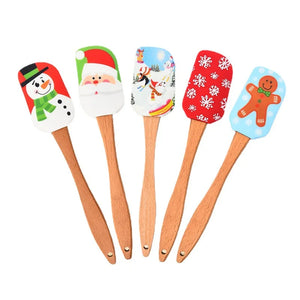Cartoon Silicone Spatula Non-stick Pastry Blender Wooden Handle Cake Mixer